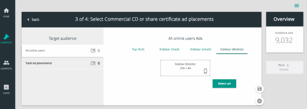 Mobile only ad space